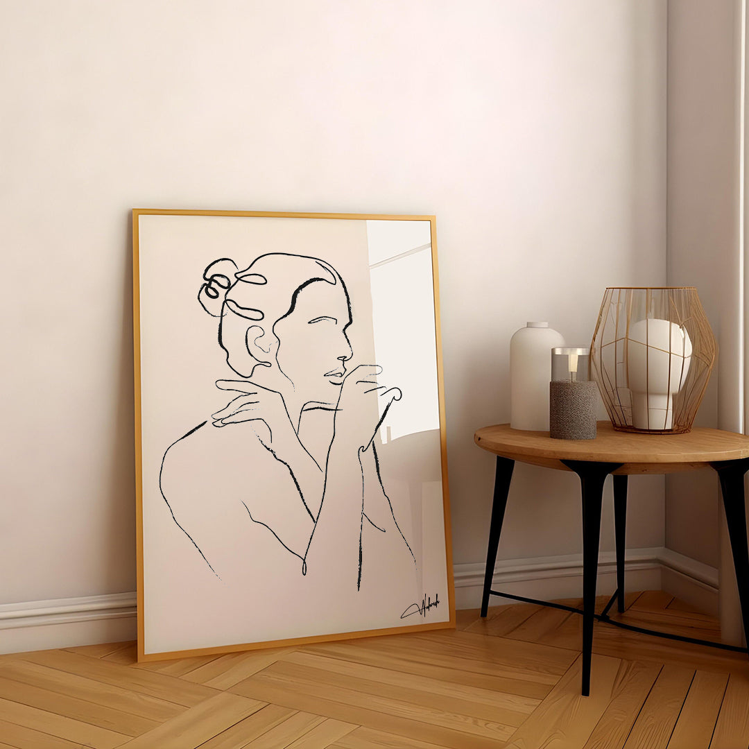Minimal Line Art - Woman Portrait Wall Frame